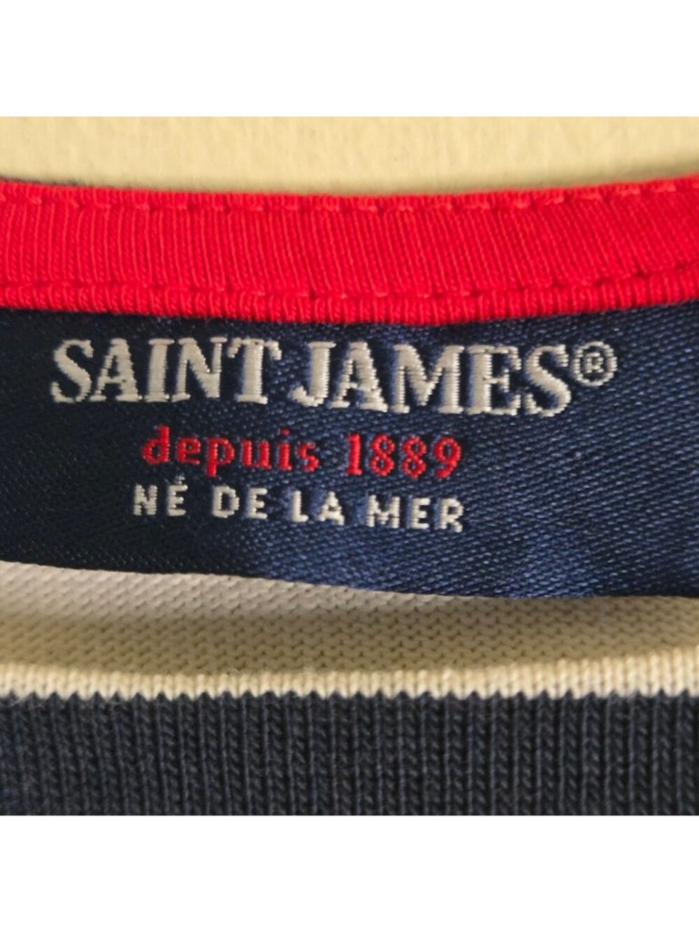 Saint James NWT Vaujany Kid Beton Shirt Striped Heart Patch Sleeve Size 12y - Picture 9 of 11